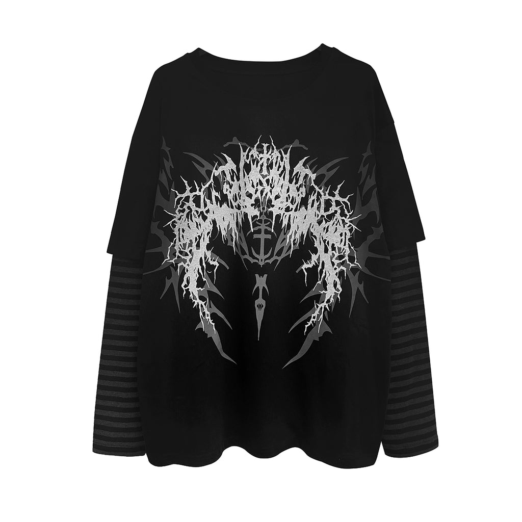 Wetbody Rock Diablo Print Fake Two Piece Long Sleeve