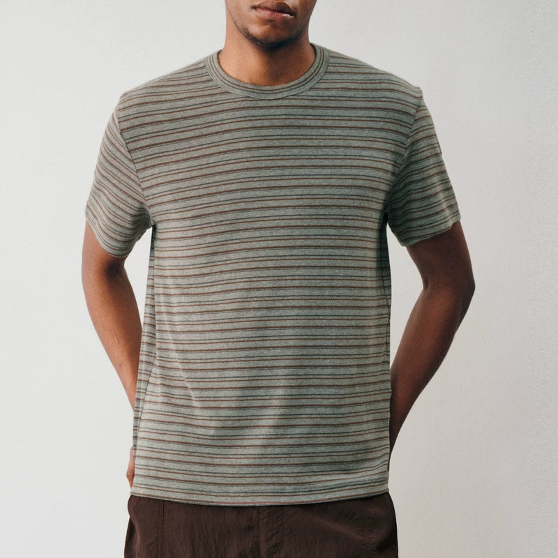 NONRADICAL Multicolor Stripe Breathable Crew Neck Tee