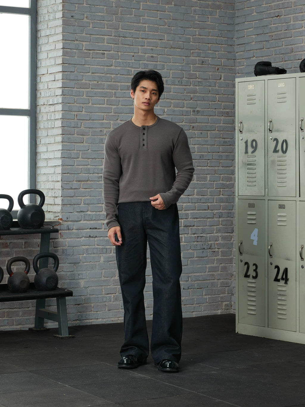 AFTERGLOW Soft Waffle Henry Neck Long Sleeve