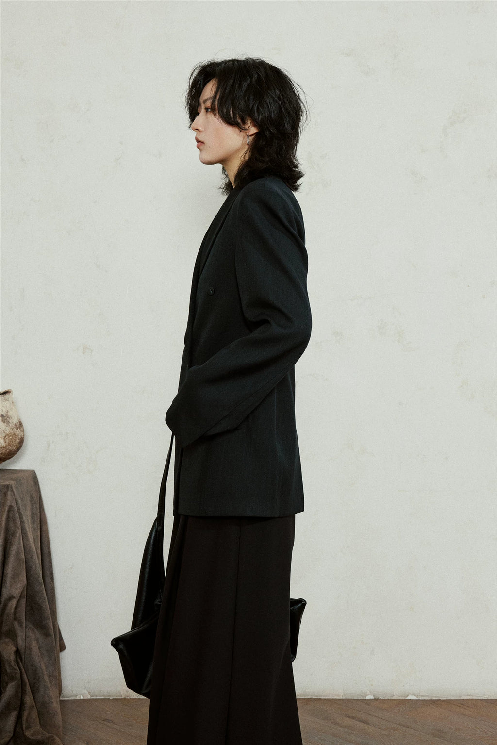 SUNYVONNE Minimalist Vintage Double-breasted Blazer Jacket