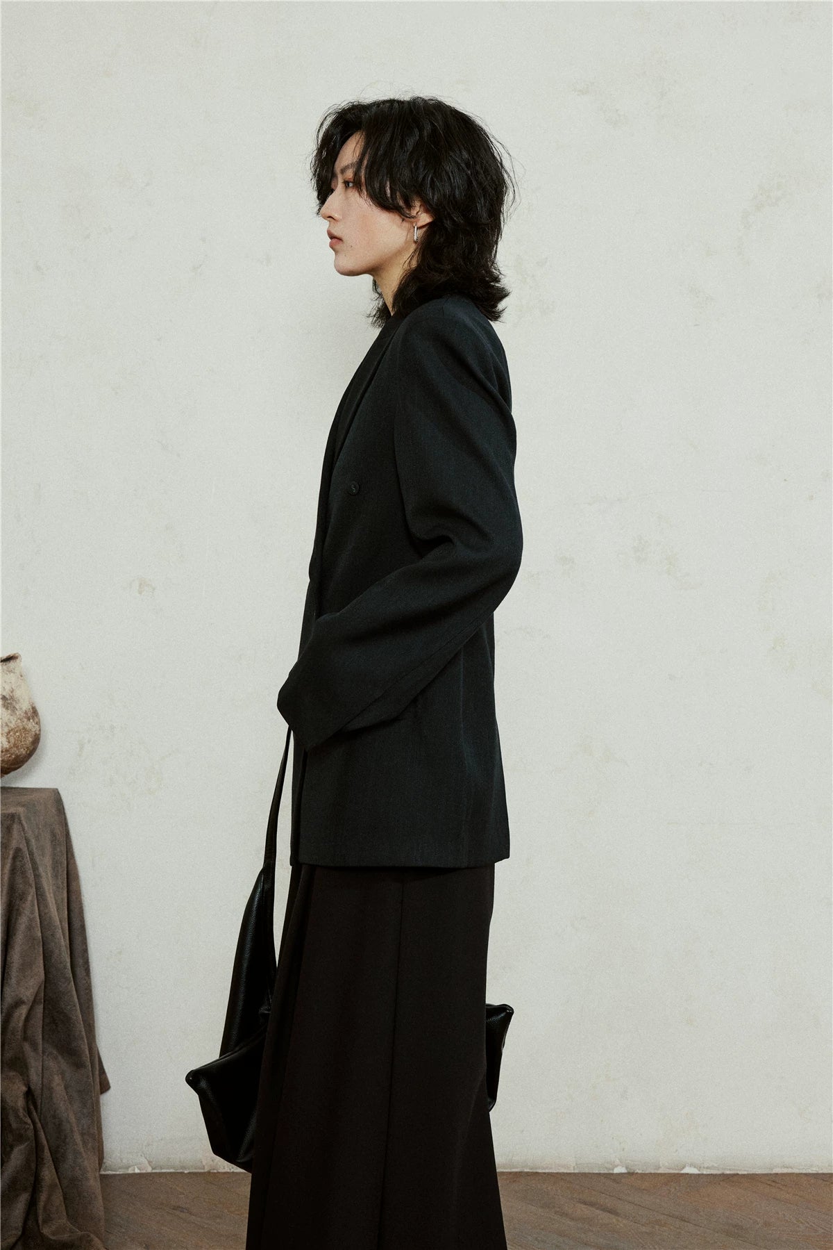 SUNYVONNE Minimalist Vintage Double-breasted Blazer Jacket