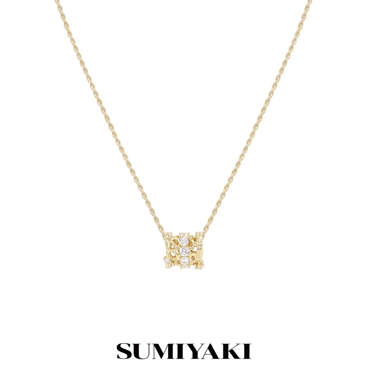 SUMIYAKI Diamond Pendant Rotating Bead Slider Necklace
