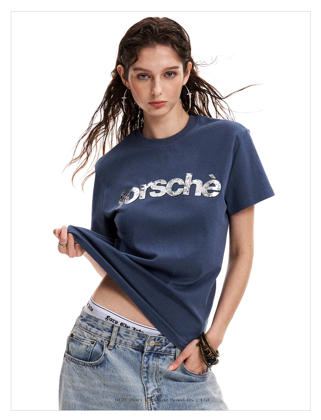 0123Start Snake Letter Print Round Neck Tee