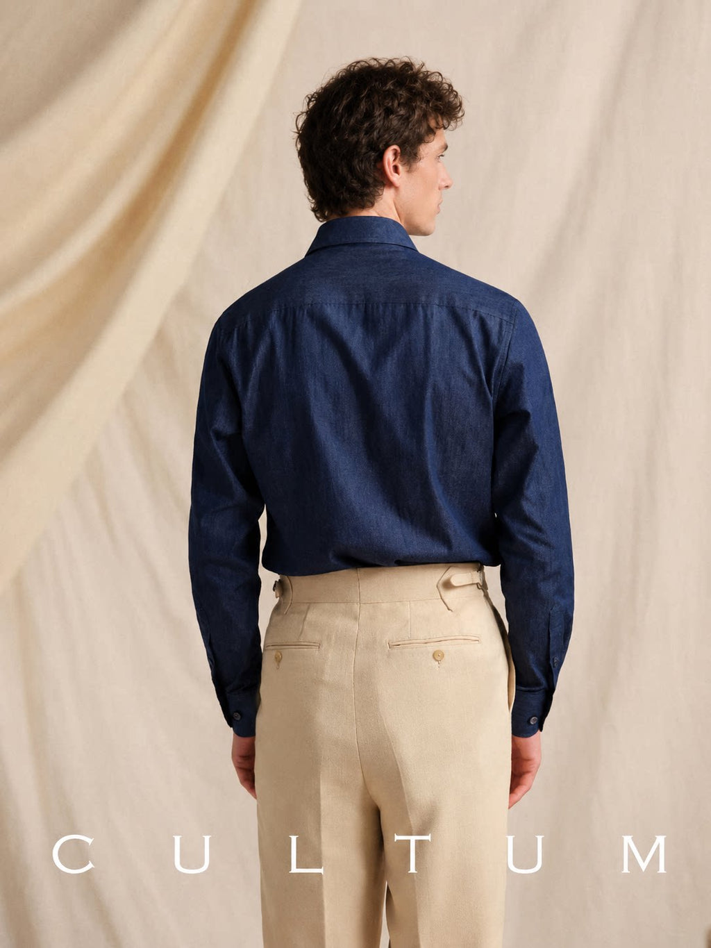 CULTUM Pure Cotton Denim Slim Fit Long-Sleeve Shirt