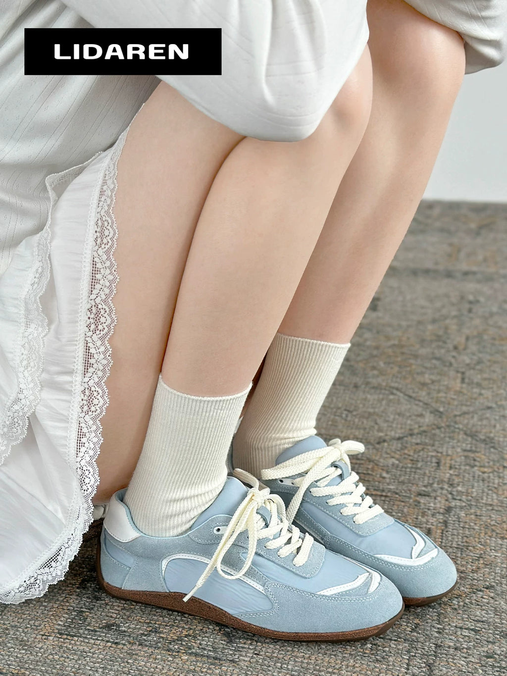 Lidaren Produced Suede Lace-Up Thick Sole Training Sneaker
