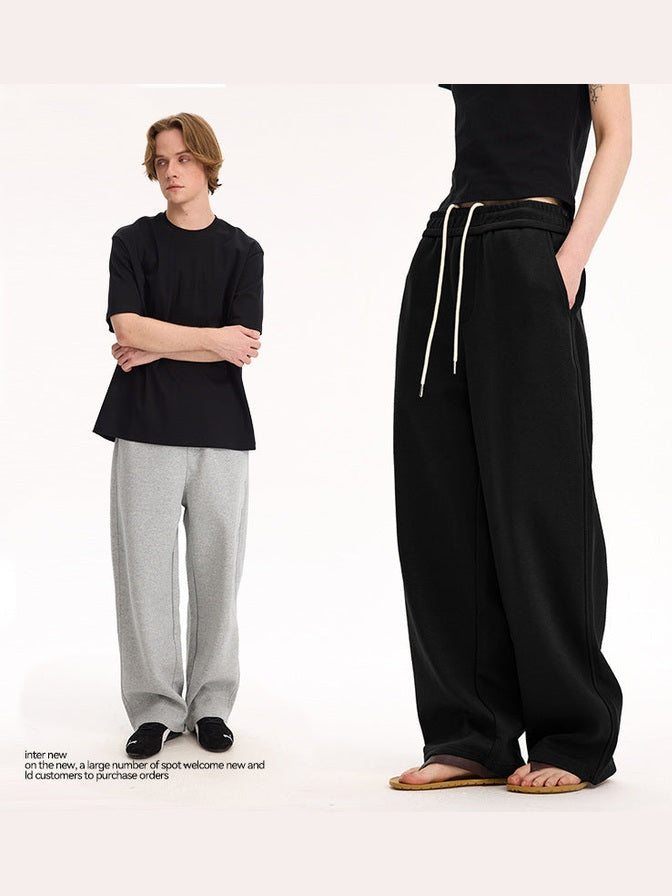 UNF Comfortable Lazy Loose Pendant Knitted Straight Scimitar Sweatpants