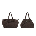 JANDRESS Deep Caramel Suede Shoulder Bag With Magnetic Snap
