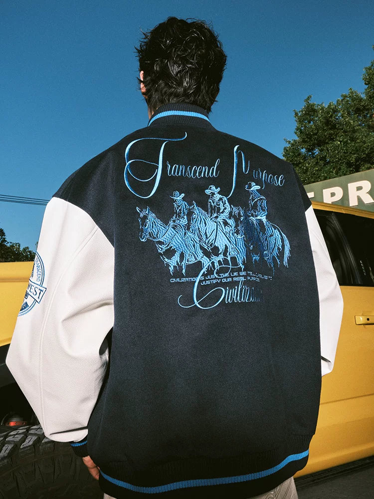 Matcha Story Embroidered Loose Bomber Jacket