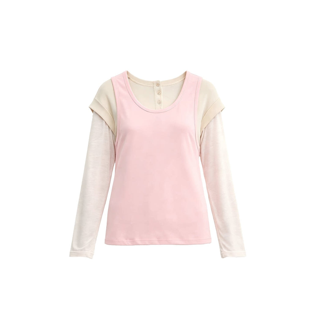JCAESAR WOMEN Layered Long-Sleeve Base Layer Two-Piece Tank Top Set