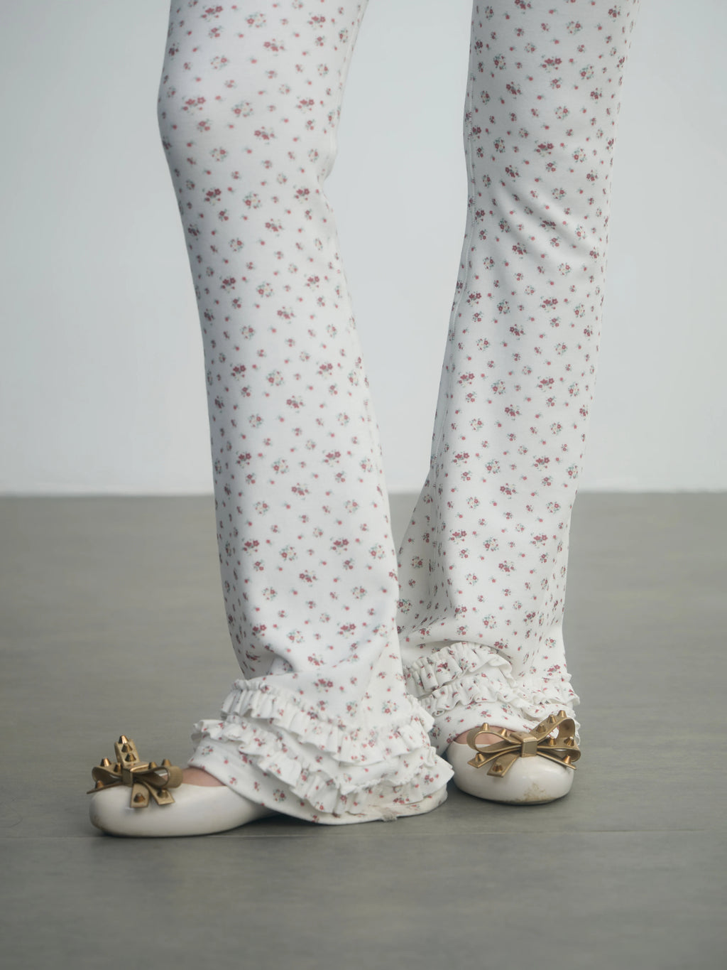 In Two Twos German Velvet Micro-flared Leggings Floral Trousers