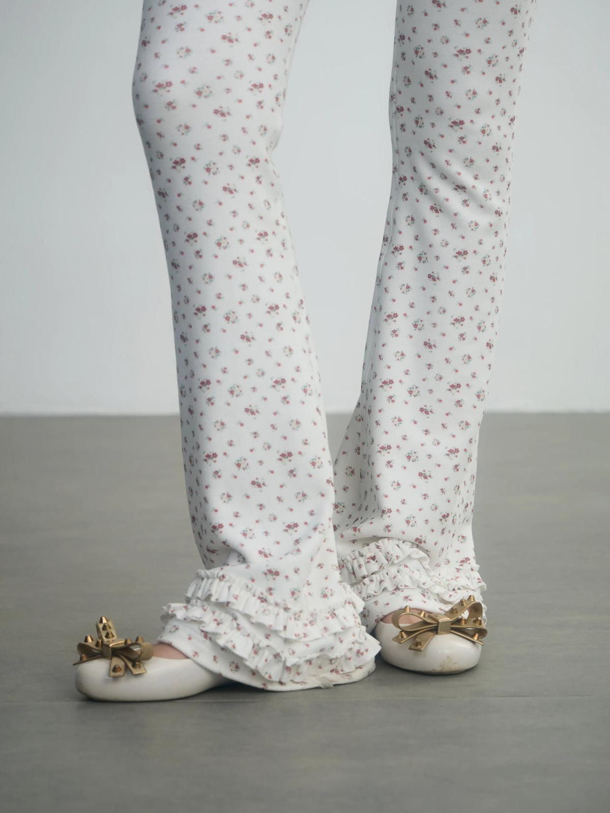 In Two Twos German Velvet Micro-flared Leggings Floral Trousers