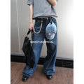 Seesfuture Water Ripple Straight Loose Jeans