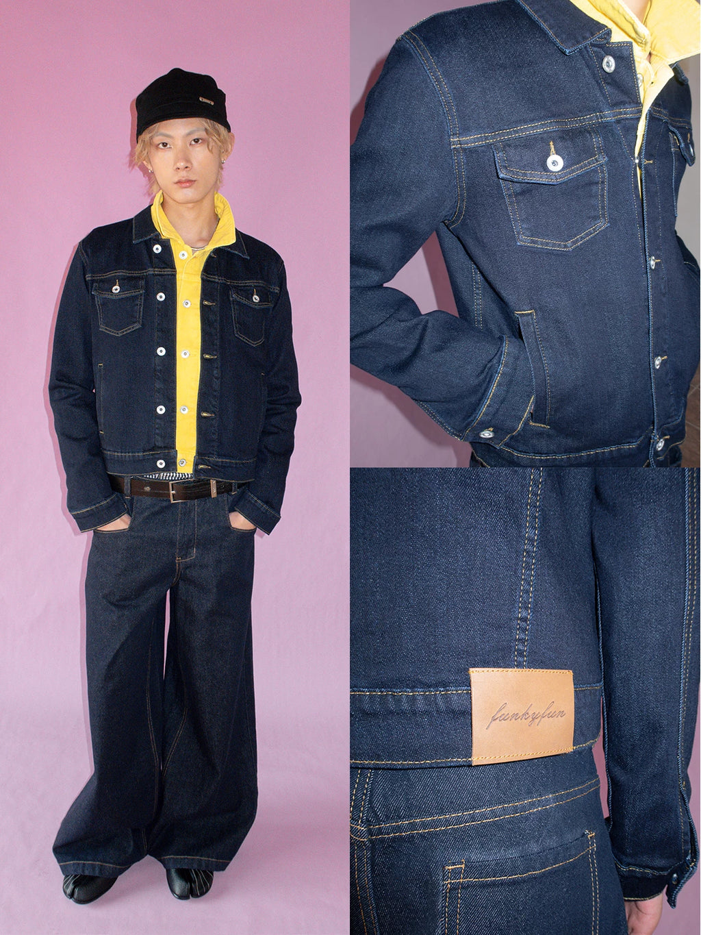 FUNKYFUN Denim Short Lapel Jacket