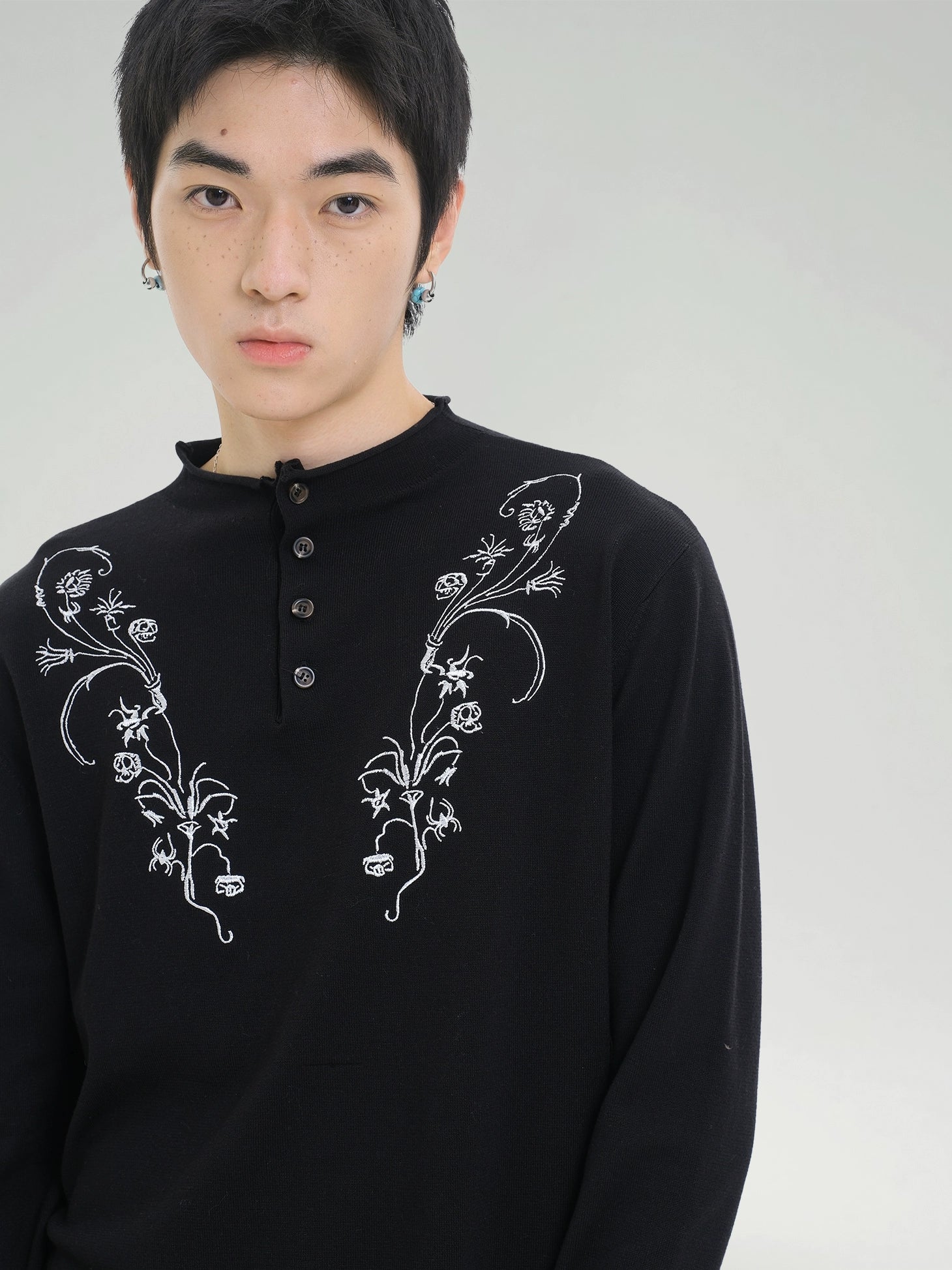 TZ Killer Flower Embroidered Knitted Sweater
