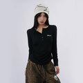 SAMUSAN Side Seam Pleated Skinny Long Sleeve