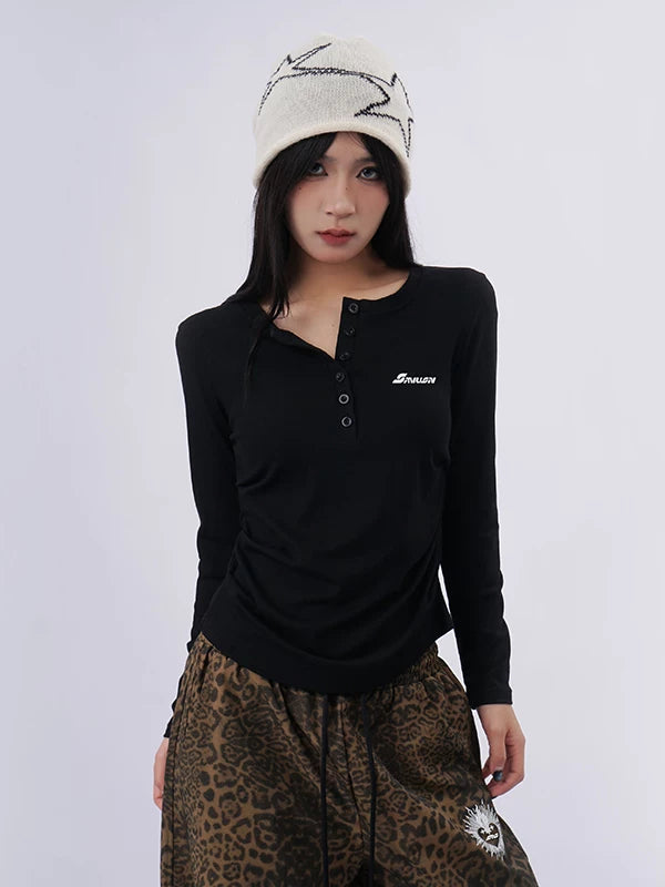 SAMUSAN Side Seam Pleated Skinny Long Sleeve