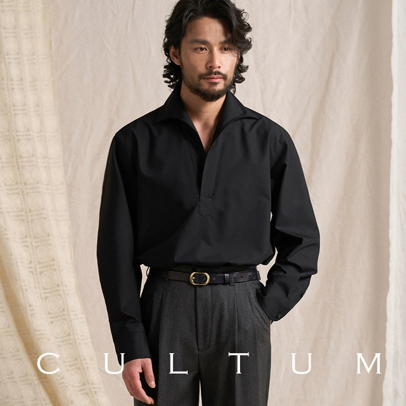 CULTUM Half Open One Piece Collar Ice Modal Shirt