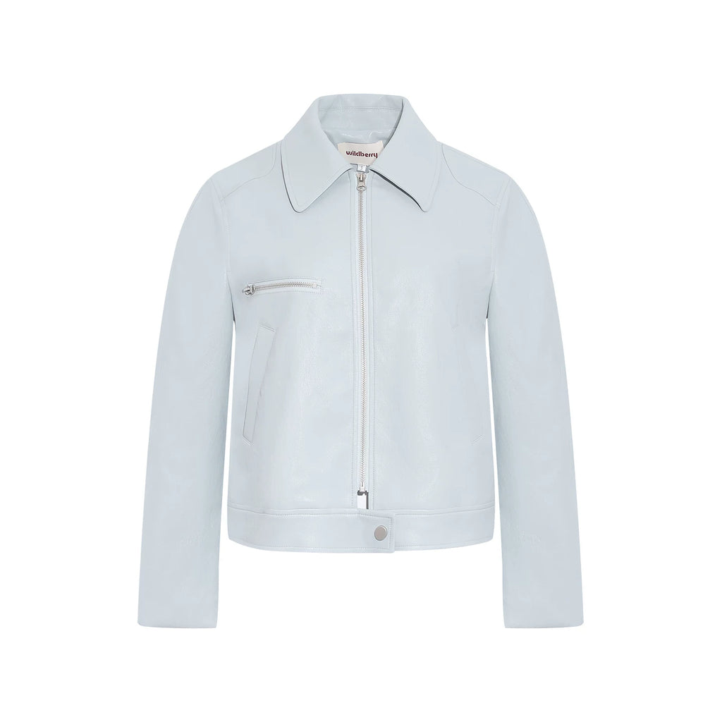 Wildberry Cropped Straight-Leg Leather Jacket