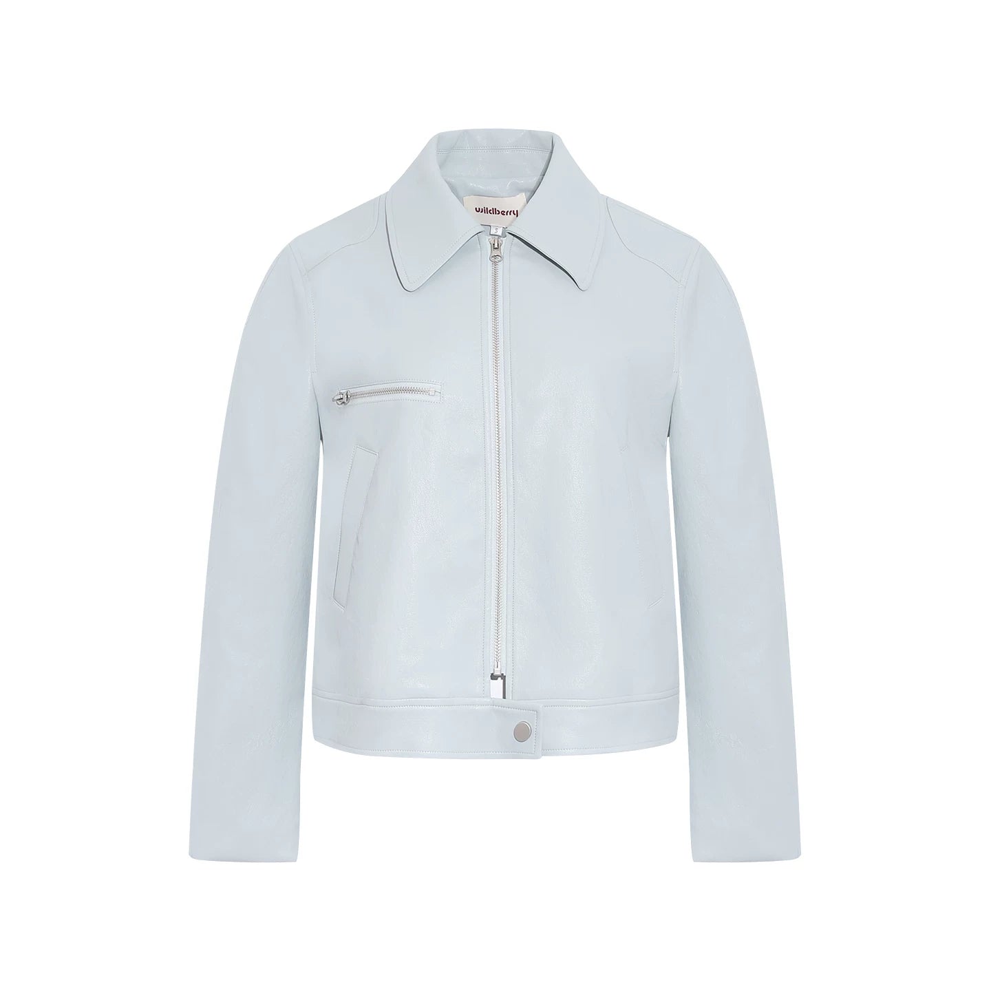 Wildberry Cropped Straight-Leg Leather Jacket