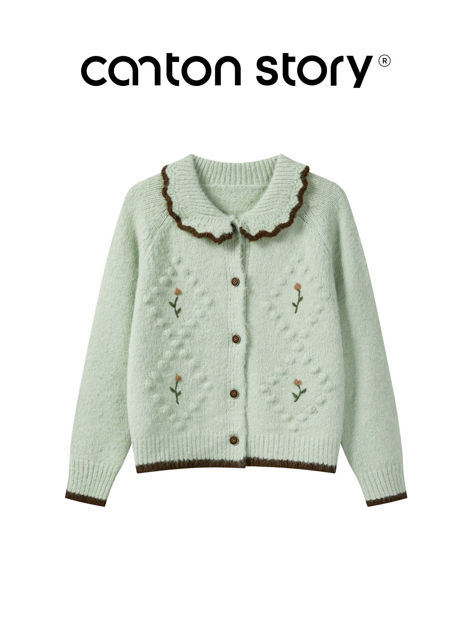 Cantonstory Soft Waxy Sweet Lapel Knit Sweater