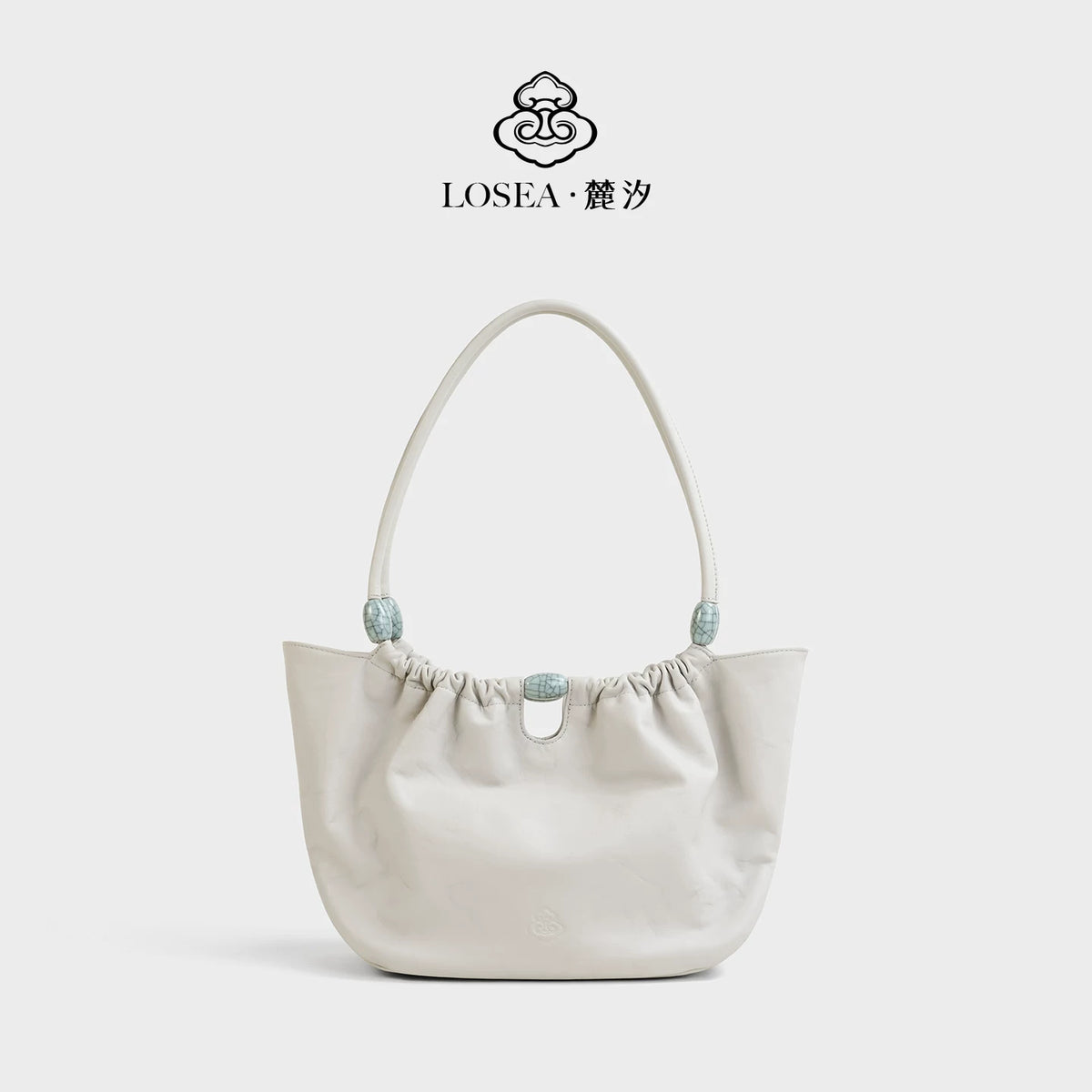 LOSEA Jade Green Top-Grain Leather Magnetic Snap Basket Bag