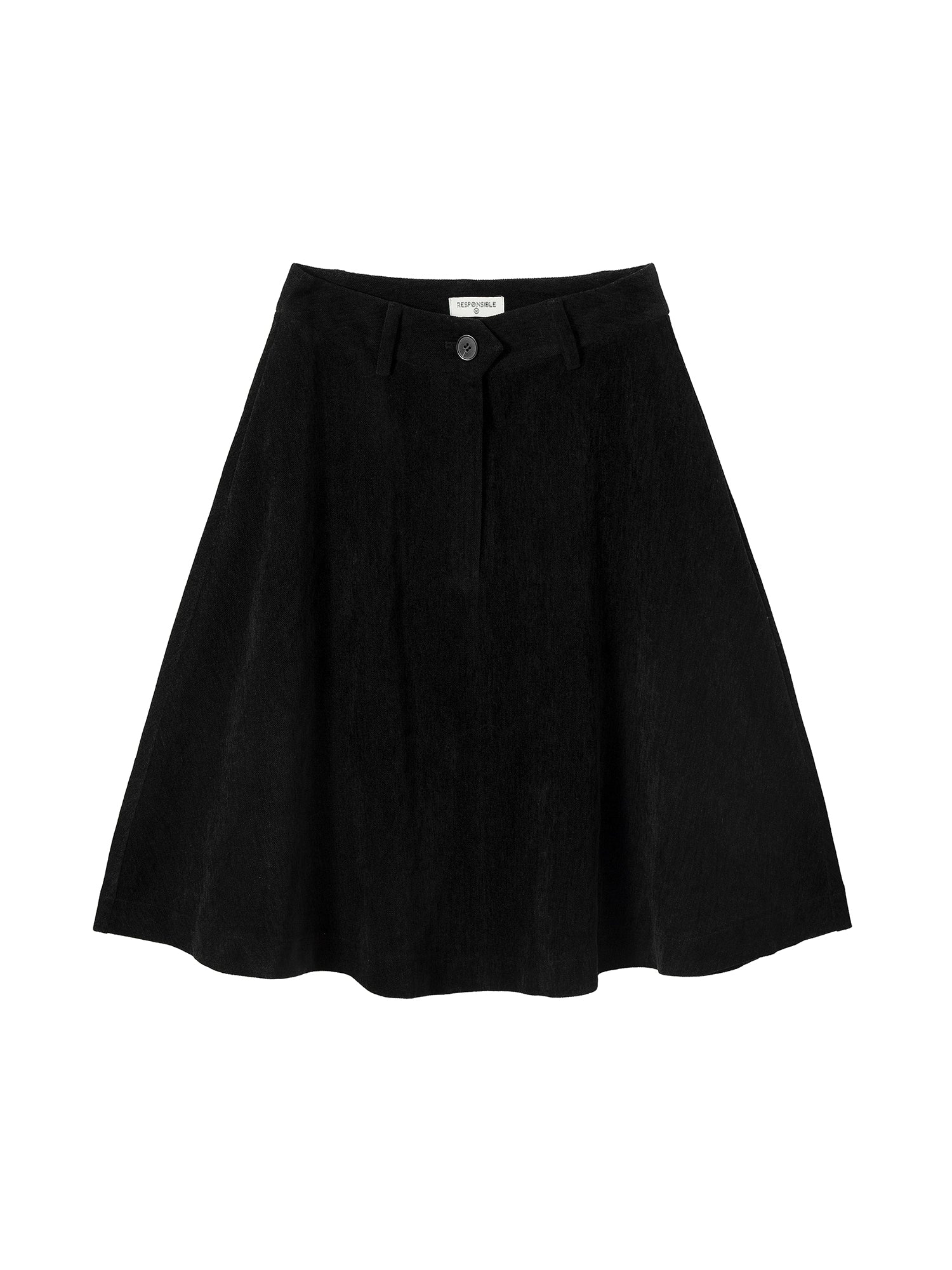 RPB BRAND Chenille Velvet Draped High-Waist A-Line Midi Skirt
