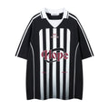 BeOurRule Vintage Striped Polo Shirt V-neck Loose Tee
