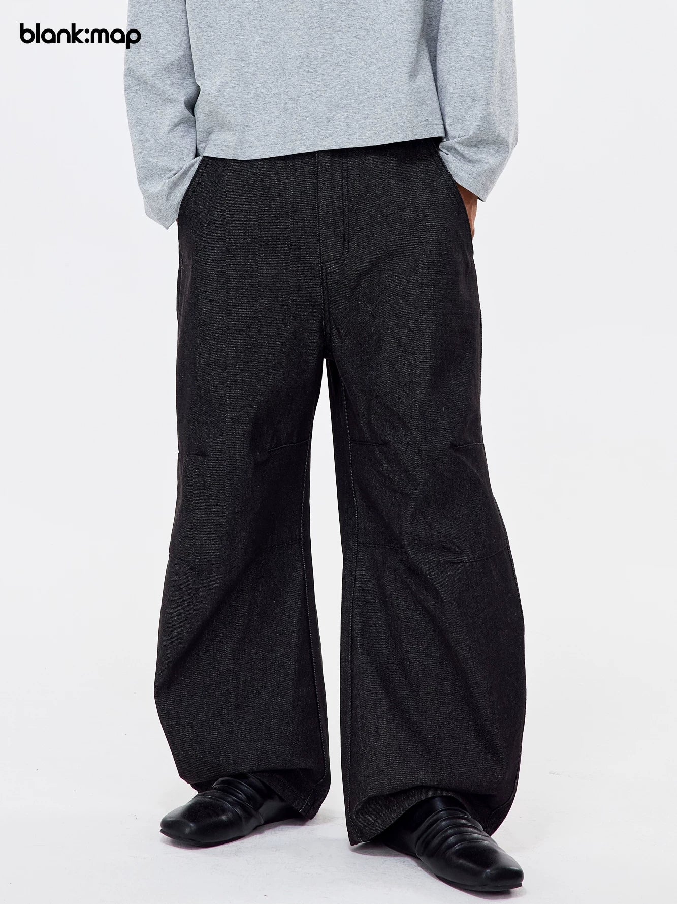 Blank Map Vintage Pleated Denim Trousers