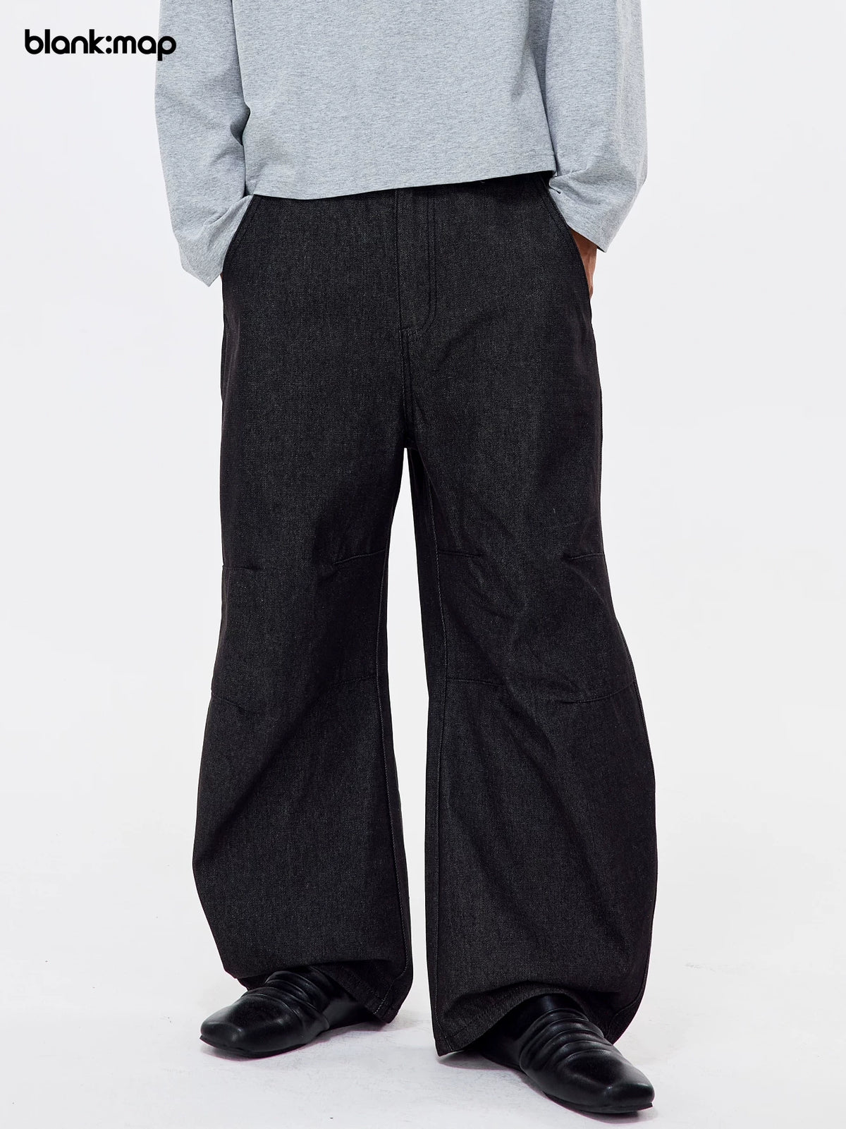 Blank Map Vintage Pleated Denim Trousers