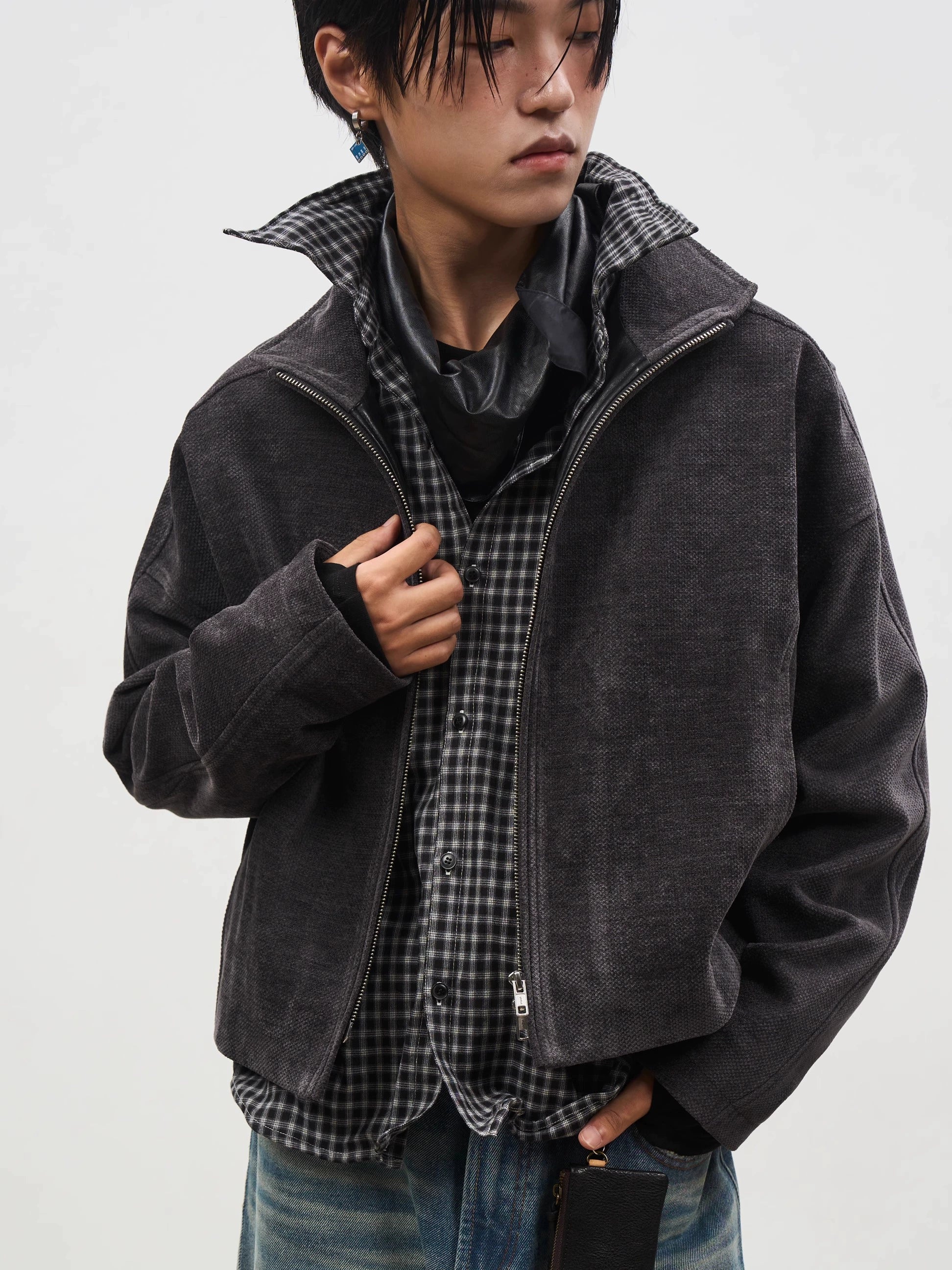 SOUTH FISH Cadet Jacket Brushed Texture Stand Collar