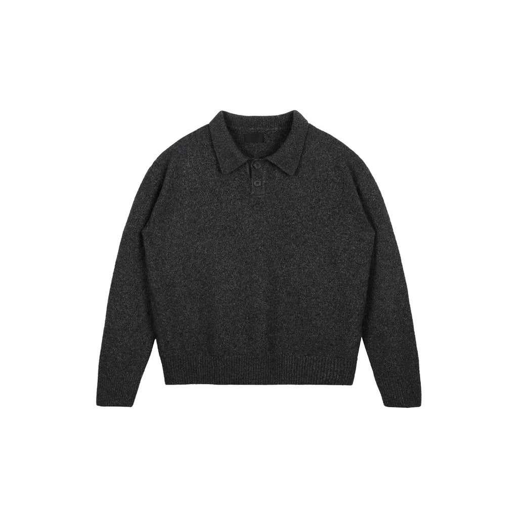 Plus No Logo Polo Collar Soft and Waxy Heattech Knitting Shirt