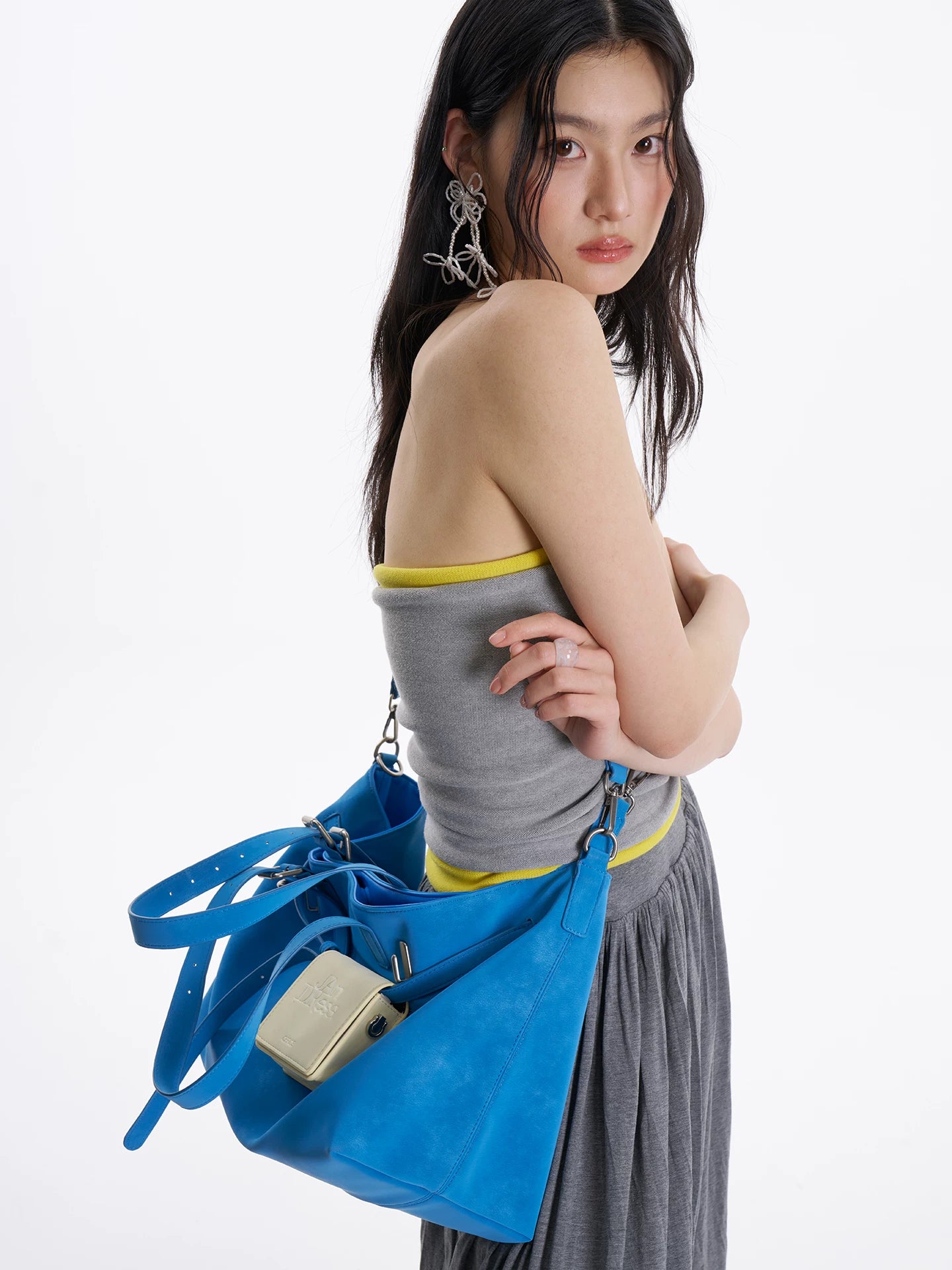 JANDRESS Florida Blue Faux Leather Magnetic Snap Tote