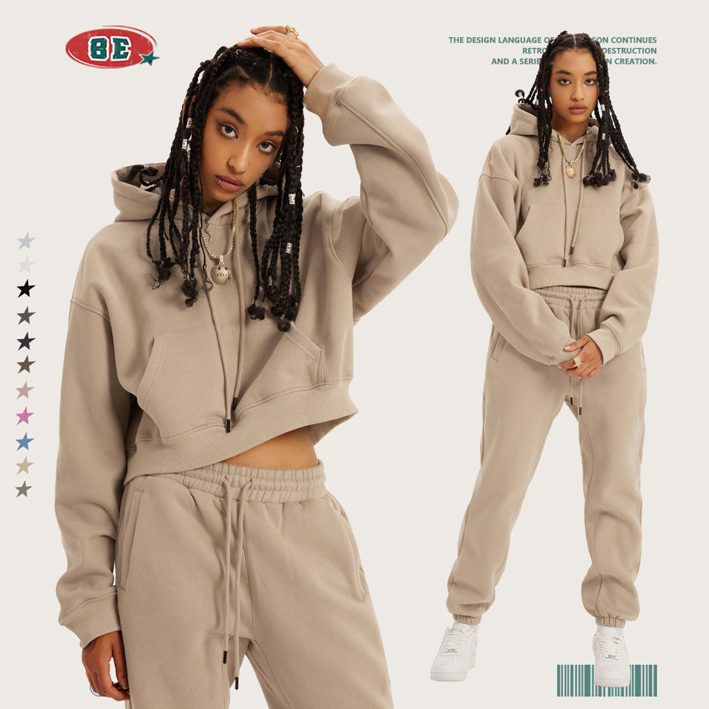 BE Fleece Thickened Spice Girl Leaking Navel Set