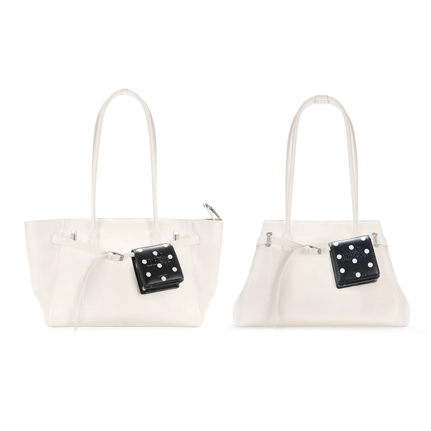 JANDRESS White Soft Leather Shoulder Bag with Magnetic Snap