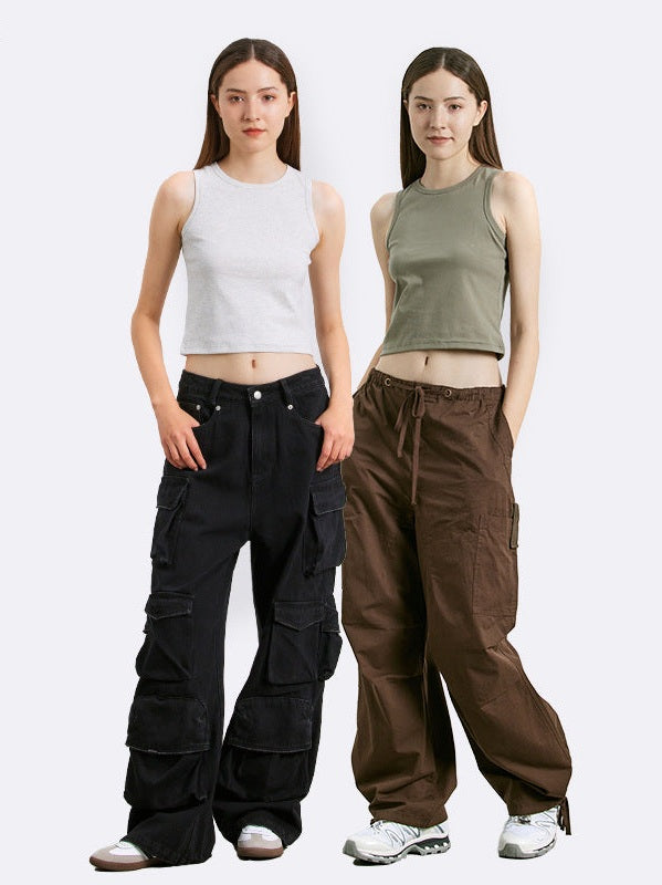UNF round neck slim-fitting outer Crop Top Tee