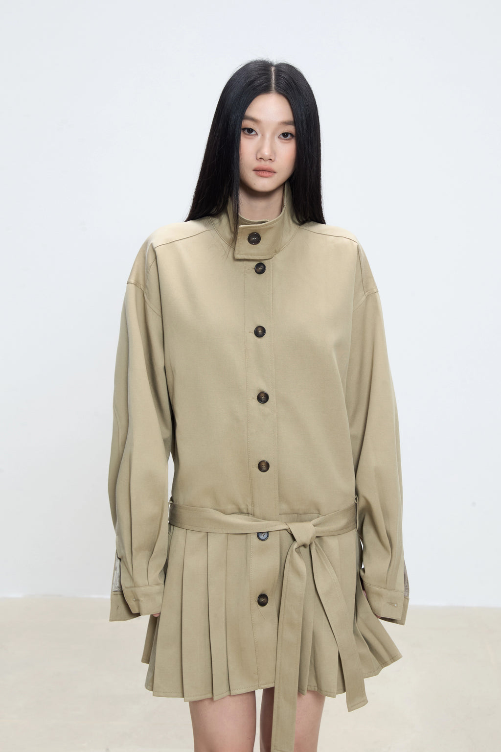 WITHMIN Loose Slimming Casual and Versatile Mid-length Trench Coat