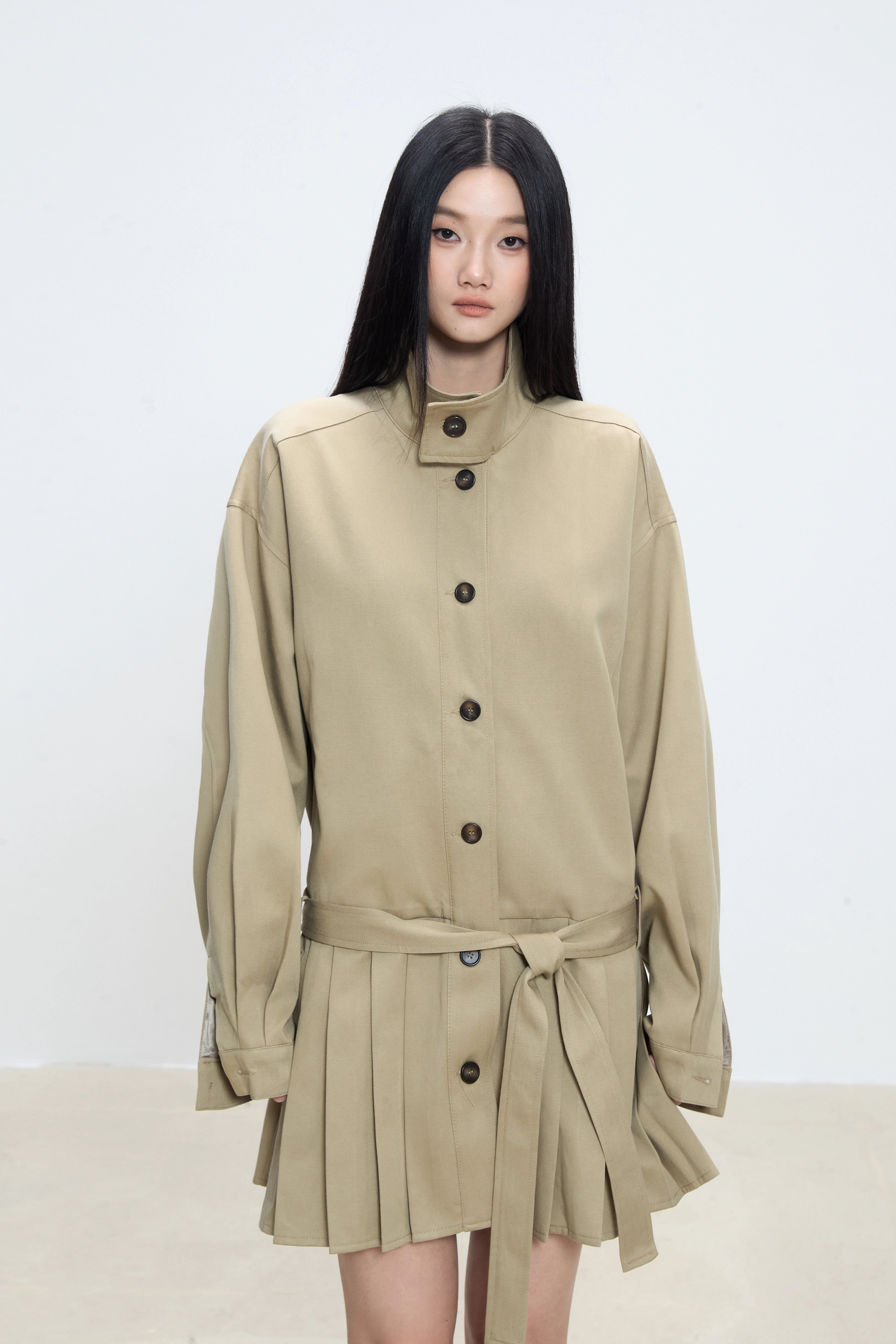WITHMIN Loose Slimming Casual and Versatile Mid-length Trench Coat