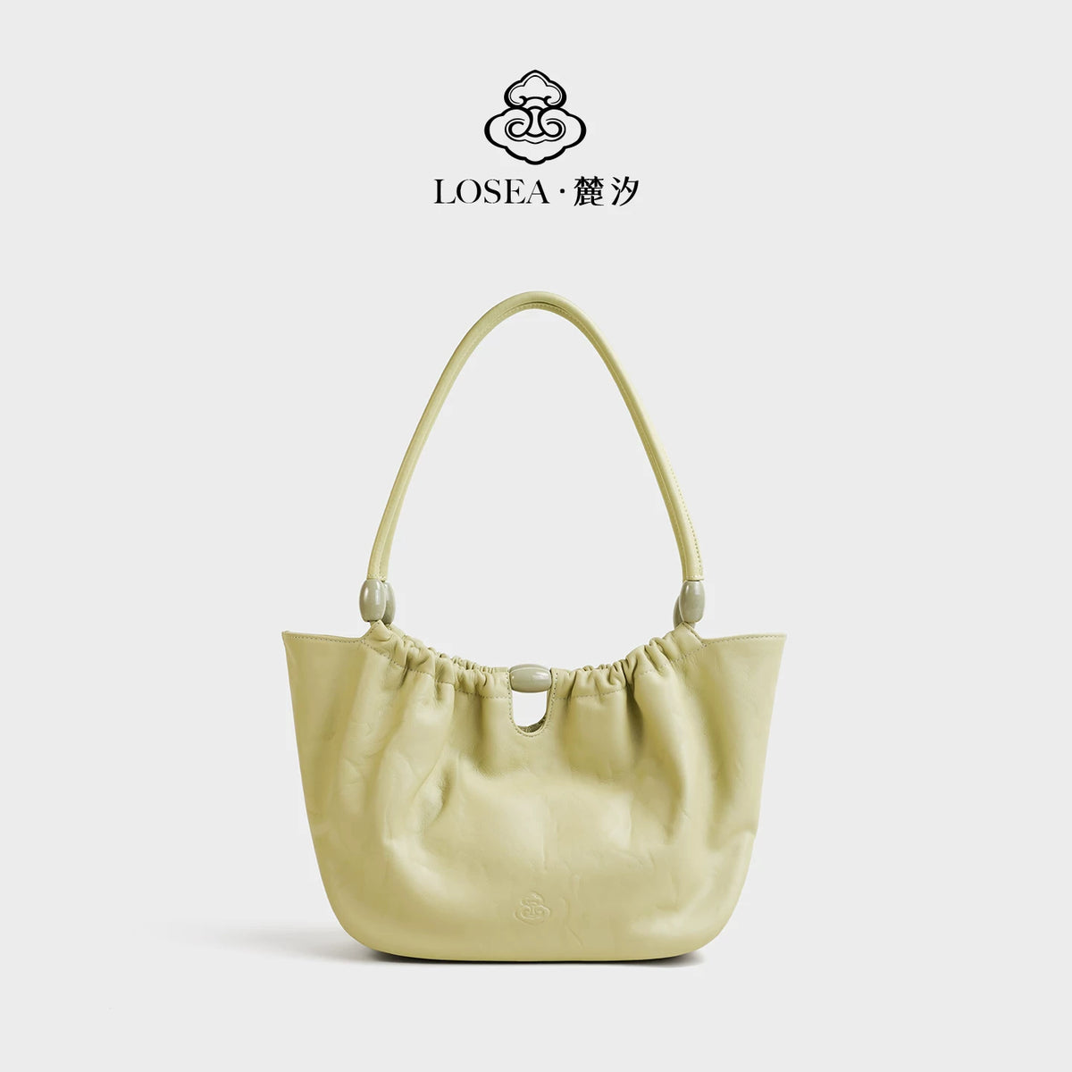 LOSEA Jade Green Top-Grain Leather Magnetic Snap Basket Bag