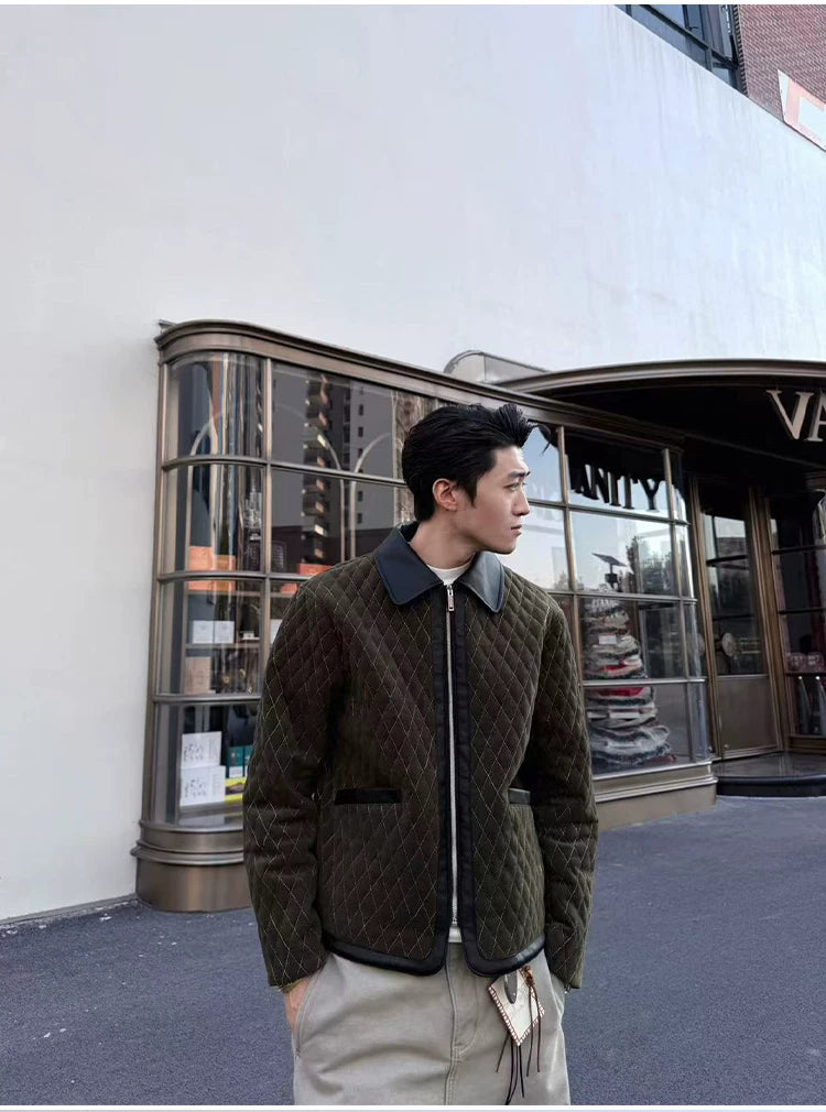 ZOZOFOREST Suede Hand-stitched Leather Jacket