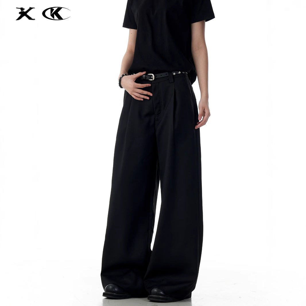 11KN Straight Drape Wide-leg Loose and Simple Casual Trousers (Clearance)
