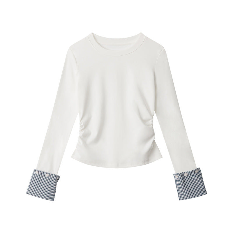 Nariele Waist Wrinkle Splicing Design Long Sleeve