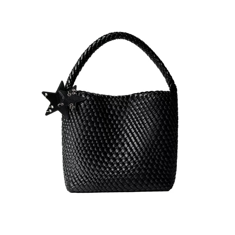 ECODAY Silver Woven Faux Leather Shoulder Bag