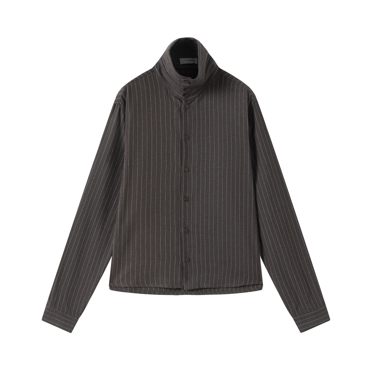 VLABMADE Striped Linen-Blend Boxy Cropped Shirt