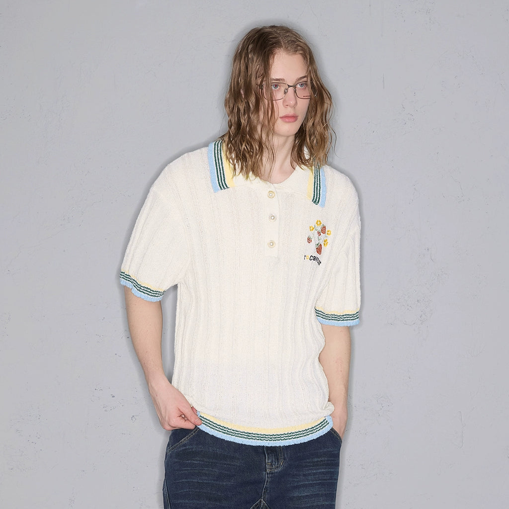 Rocawear Striped Pearl Buckle Embroidered Polo Shirt