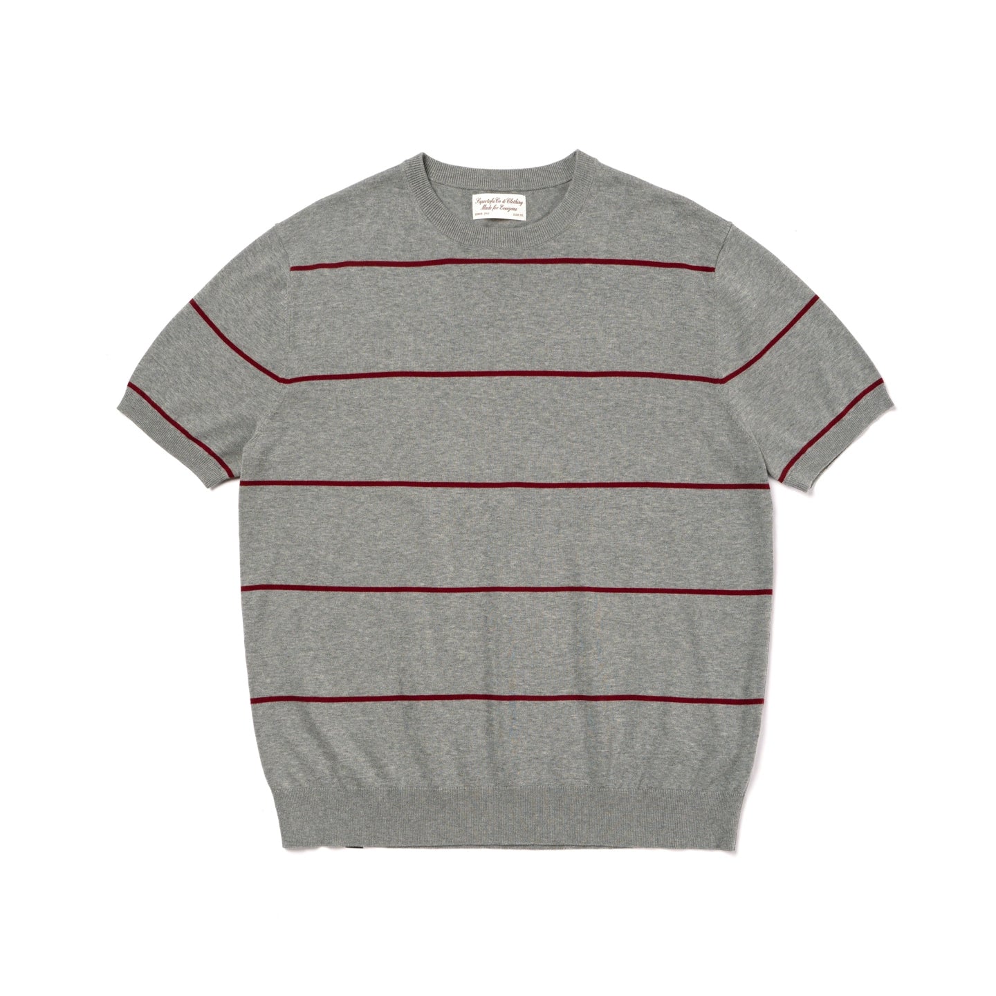 SUPERTOFU Striped Threaded Bottom Straight Shoulder Knitted Tee