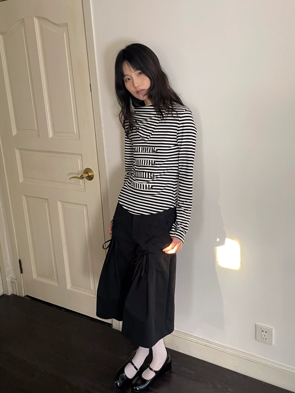LooseSmell Wide-Leg Bow Tie Belt Pants