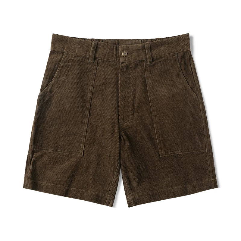 Bronson Pure Cotton Corduroy High-Waist Wide-Leg Cargo Shorts