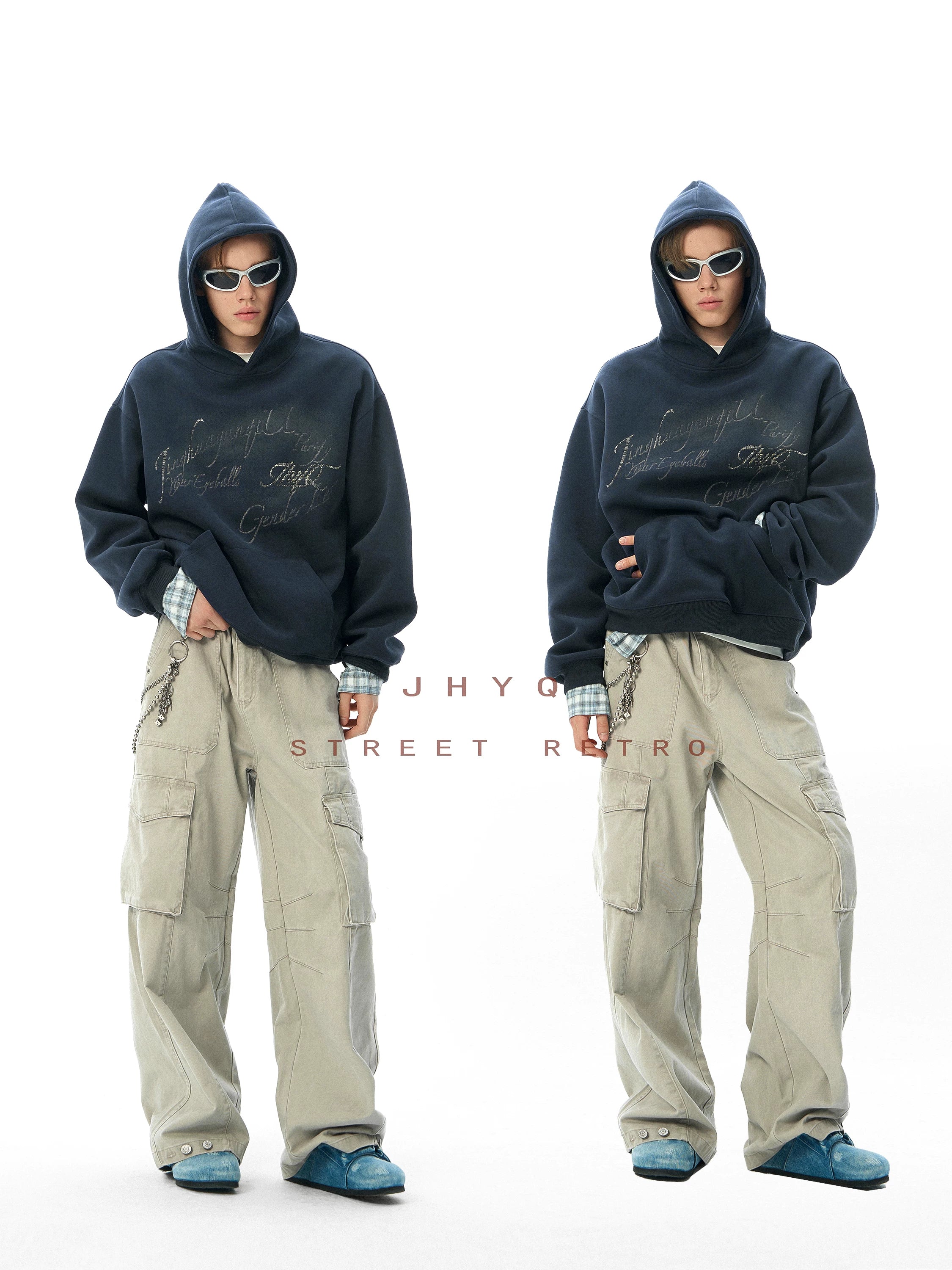 JHYQ Retro Letter Print Loose Casual Sweater