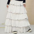Achihara Breathable Tiered Pleated A-Line Maxi Skirt