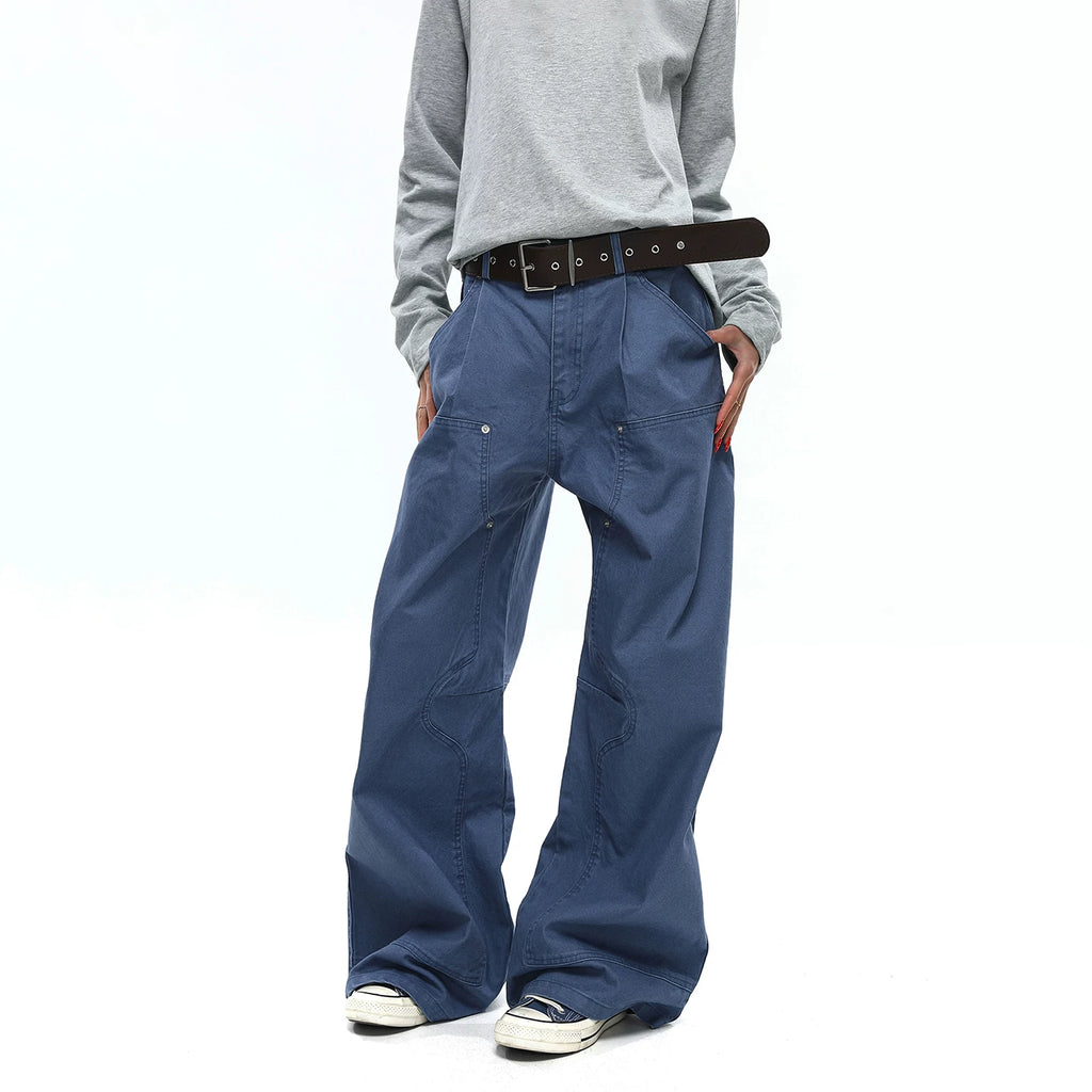 TRUQUEST Vintage Wide Leg Loose Straight Overalls